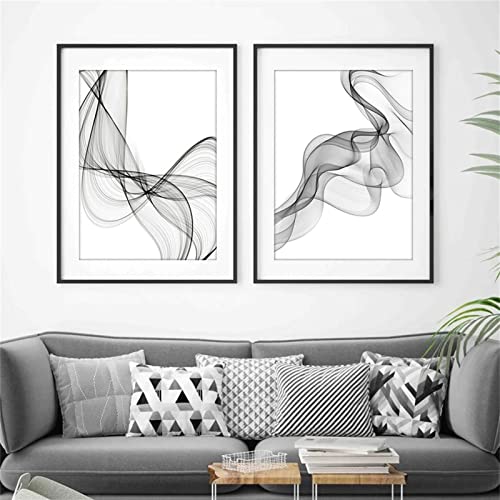 TROYSINC 3er Designed Poster Set, Schwarz Weiß Modern Leinwandbilder, Abstrakt Wandbilder, Kunst Line Bilder Ohne Rahmen Poster für Wohnzimmer (50 x 70 cm)