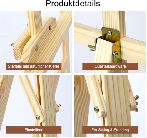 ARATERVIO Holz-Staffelei 150 cm, verstellbare Atelier- und Standstaffelei