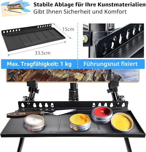 VAIIGO Staffelei aus Aluminium, höhenverstellbar von 50 bis 152 cm, schwarz