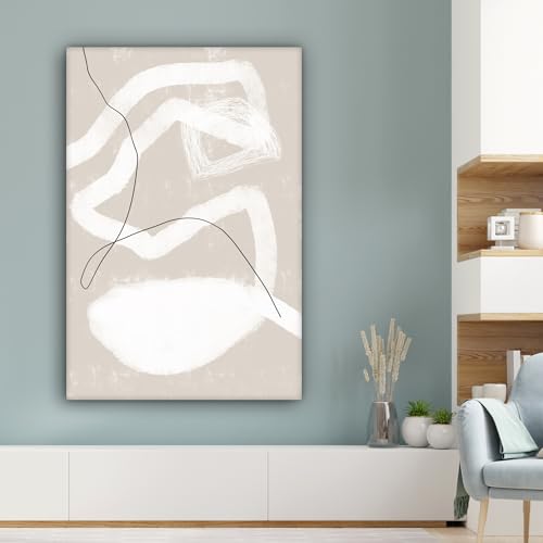 MuchoWow Leinwand Bilder, Einzigartige Wanddeko mit Rahmen, Linie - Abstrakt - Design, Wandbilder Wohnzimmer, Deko Schlafzimmer 80x120 cm