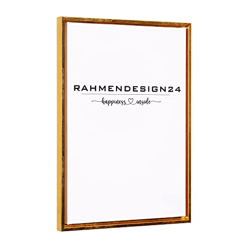 Rahmendesign24 Schattenfugenrahmen Oslo für Keilrahmenbilder und Leinwände 60x80 Blattgold Schattenfuge