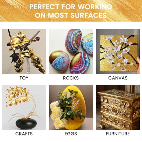 ARTFLY Acrylfarbe Metallic Gold 100 ml, lichtecht, ungiftig, für Leinwand, Holz, Stoff und Keramik