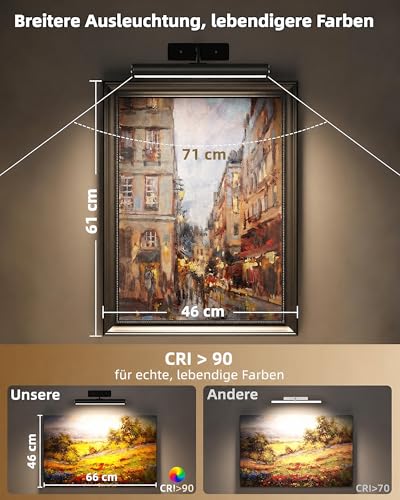 EZVALO kabellose LED Bilderleuchte mit Akku, 3 Farbtemperaturen, 2er-Set, Schwarz