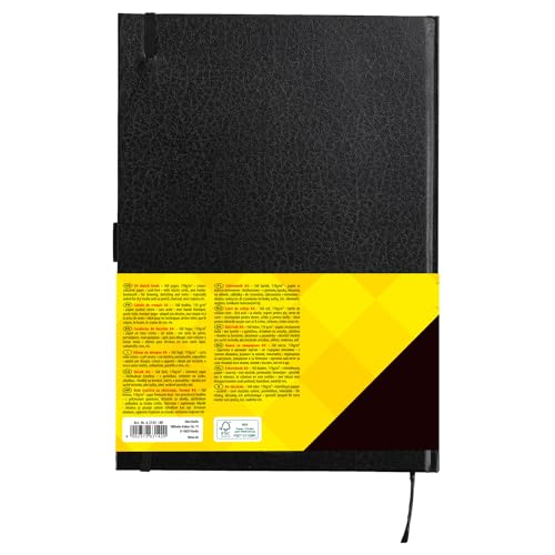 Idena 63142 Skizzenbuch A4 blanko, 80 Blatt, 110 g/m², Hardcover schwarz