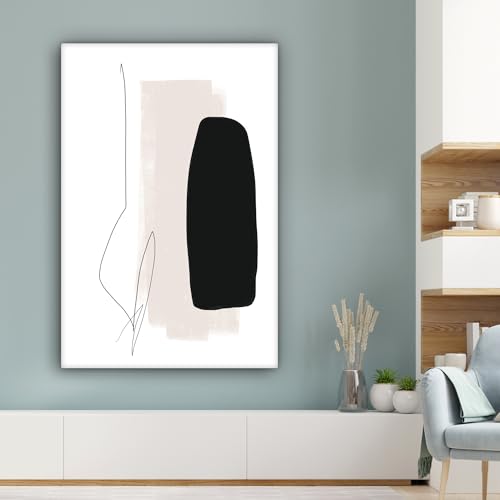 MuchoWow Leinwand Bilder, Einzigartige Wanddeko mit Rahmen, Malerei - Linienkunst - Abstrakt, Wandbilder Wohnzimmer, Deko Schlafzimmer 80x120 cm