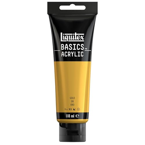 Liquitex Basics Acrylfarbe Gold, 118 ml Tube, lichtbeständig, seidenglänzend