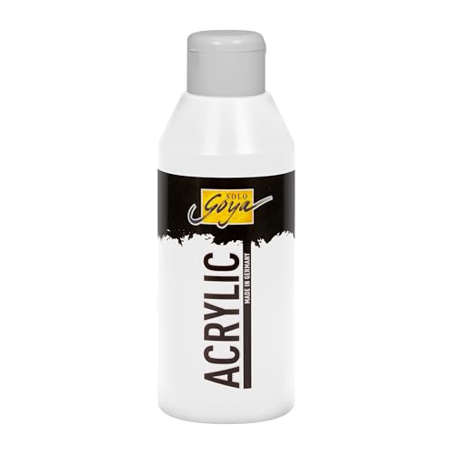 KREUL 84201 - Solo Goya Acrylic weiß, 250 ml Flasche, cremige vielseitig einsetzbare Acrylfarbe in Studienqualität, auf Wasserbasis, schnell und matt trocknend, gut deckend, wasserfest