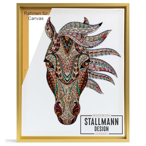 Stallmann Design Schattenfugenrahmen für Leinwände auf Keilrahmen | Farbe: Gold | Größe: 60 x 90 cm | Rahmen ohne Glas & Rückwand | mit Montagezubehör