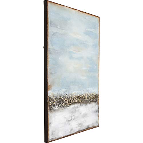 Kare Design Acrylbild Abstract Horizon, Grau/Gold, Leinwandbild, Wandbild mit Rahmen, Canvas, Massivholz Rahmen, Acrylfarbe, handgemalt, Abstrakt, Modern, Wohnzimmer, Schlafzimmer, Flur, 120x90cm