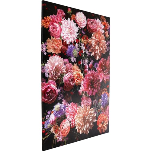 Kare Design Bild Touched Flower Bouquet, Pink, Baumwollleinwand, Massivholz Rahmen, handgemalte Details mit Acrylfarbe, Flowerprint, Abstrakt, Modern, Wohnzimmer, Schlafzimmer, Flur, 200x140x3,5cm