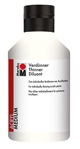 Marabu 12290013859 - Verdünner, dünnflüssiges Acryl - Malmittel auf Wasserbasis, zum individuellen Verdünnen von Acrylfarben, 250 ml, transparent