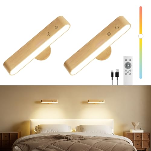 FULNIX kabellose Wandleuchten-2er-Set mit 7500 mAh Akku, RGB, Fernbedienung