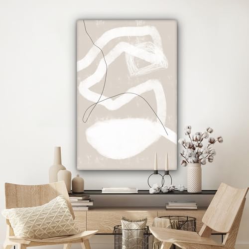 MuchoWow Leinwand Bilder, Einzigartige Wanddeko mit Rahmen, Linie - Abstrakt - Design, Wandbilder Wohnzimmer, Deko Schlafzimmer 80x120 cm