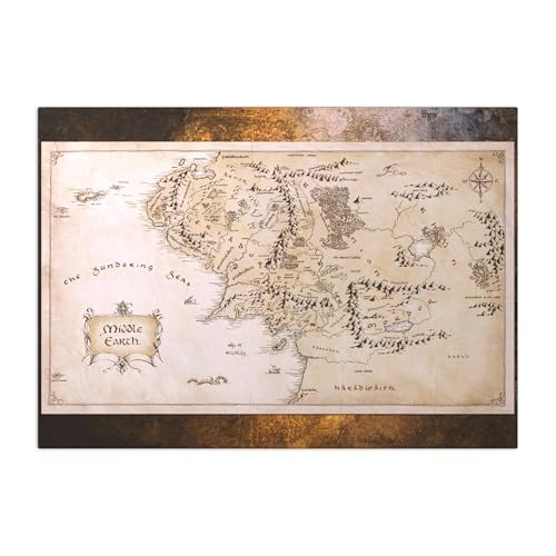 Lizenziertes Metallposter von Middle Earth mit magnetischer Befestigung und hochwertigen Bildern der Karten