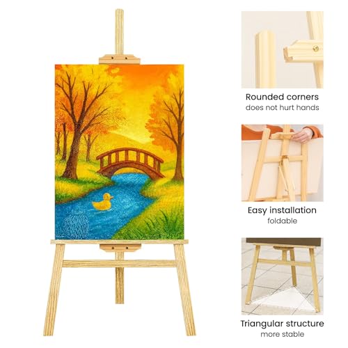 Verstellbare Holzstaffelei für Malerei und Kunst mit einer Höhe von 150 cm für Leinwände und Keilrahmen