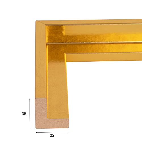 Rahmendesign24 Schattenfugenrahmen Oslo für Keilrahmenbilder und Leinwände 60x80 Blattgold Schattenfuge