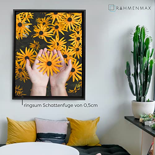 RahmenMax® Luzern Schattenfugenrahmen 80x100 cm aus lackiertem Massiv Holz/Rahmen für Leinwand/Bilderrahmen für Keilrahmen/Leinwandrahmen in Schwarz - Maßanfertigung möglich