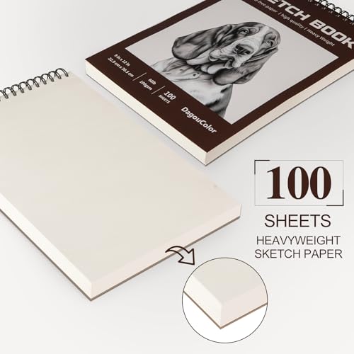 DagouColor 100 Blatt Spiralgebundener Sketch Book Skizzenbuch, Säurefreies Papier, Zeichnen & Schreiben, Professionelle Qualität, 100 gsm, 22.9CM X 30.5CM