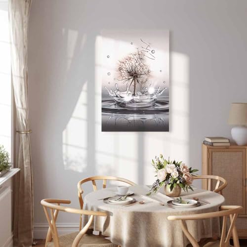 murando - Wandbilder XXL Pusteblume 40x60 cm 1 tlg - Vlies Leinwandbild Kunstdruck modern Bilder Wanddeko Wohnzimmer Schlafzimmer Bild - Natur Wassertropfen Blumen Löwenzahn Tautropfen b-C-0732-b-a