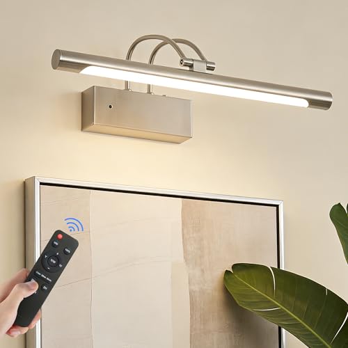 Actask Bilderleuchte Akku mit Fernbedienung, 40 cm LED Bildbeleuchtung, Sand Nickel