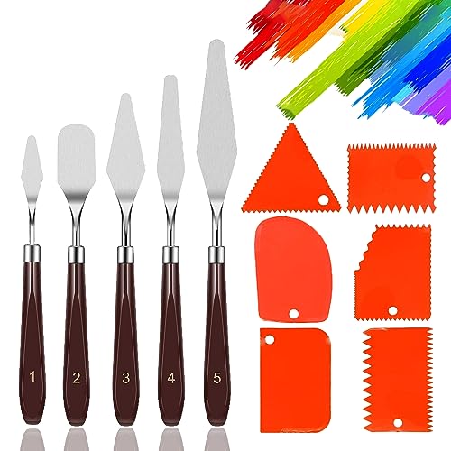 11 Stück Spachtel Set, Spachtel Acrylmalerei, Strukturpaste Fein Spachtel, Palette Messer Und Abstreifermesser Malwerkzeug Set Öl Malen Palettenmesser Abstreifermesser Leimspachtel Malspachtel