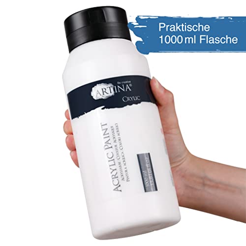 Artina Acrylfarbe Titanweiss im 1-Liter-Tube, wasserbasiert, schnelltrocknend