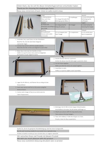 Stallmann Design Schattenfugenrahmen für Leinwände auf Keilrahmen | Farbe: Gold | Größe: 60 x 90 cm | Rahmen ohne Glas & Rückwand | mit Montagezubehör