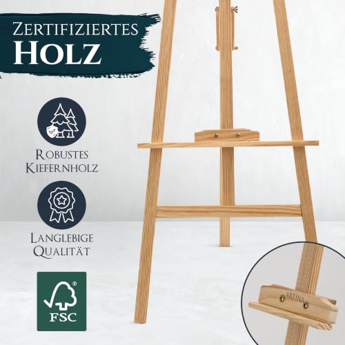 Artina Holz-Staffelei Groß, höhenverstellbar, aus FSC-Kiefernholz, 195 cm