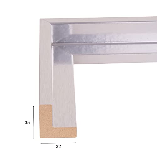 Rahmendesign24 Schattenfugenrahmen Oslo für Keilrahmenbilder und Leinwände 80x120 Silber (Hochglanz) Schattenfuge