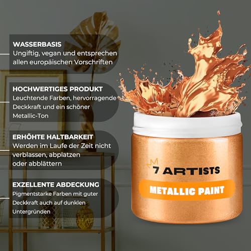 7 Artists Acrylfarben Bronze 50 ml | Acrylfarben Metallic | Metallic Acrylfarben | Farbe Bronze Metallic | Acrylfarben Bronze | Bronze Farbe Metall | Bronze Metallic | Acryl Bronze Metallic