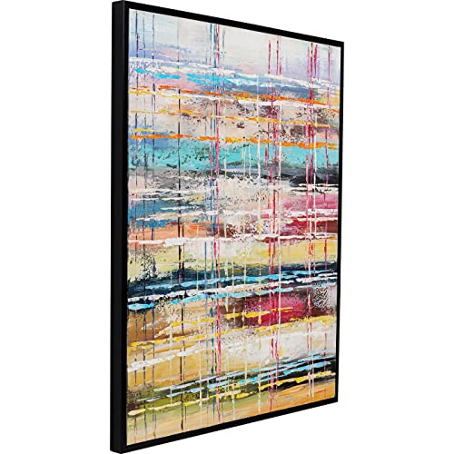 Kare Design Bild mit Rahmen Orizzonte Bunt, Leinwand, Wanddekoration, Kunstwerk, Acrylfarbe, handgemalte Details, Abstrakt, Modern, Wohnzimmer, Schlafzimmer, Flur, 80x100cm