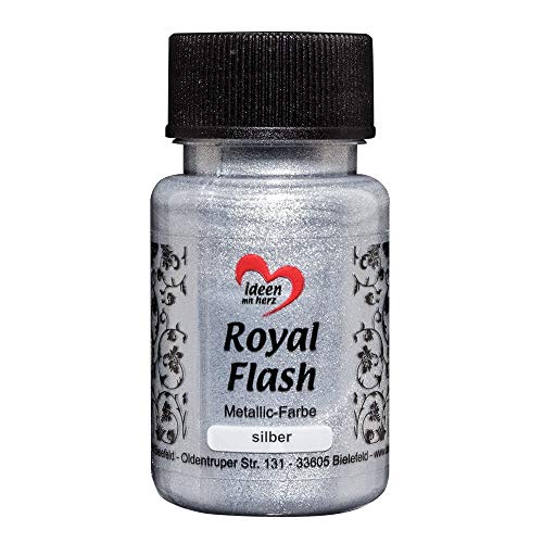 Ideen mit Herz Royal Flash, Acryl-Farbe, metallic, mit feinsten Glitzerpartikeln, 50 ml (silber)