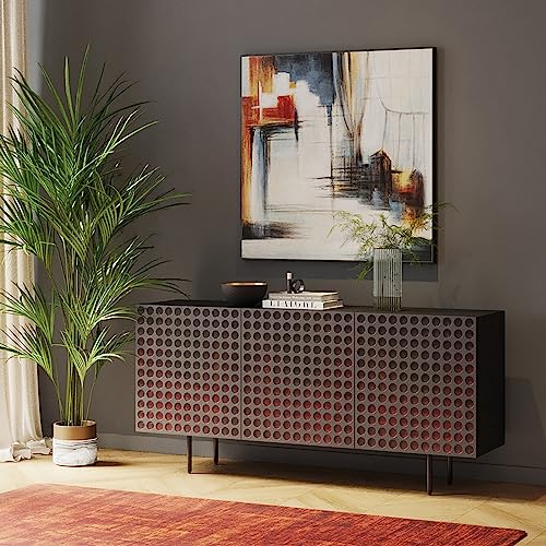 Kare Design Bild mit Rahmen Visione Front, Mehrfarbig, Leinwand, Wanddekoration, Massivholz Rahmen, handgemalte Details, Baumwollleinwand, Abstrakt, Modern, Wohnzimmer, Flur, Wandbild, 100x100x4cm