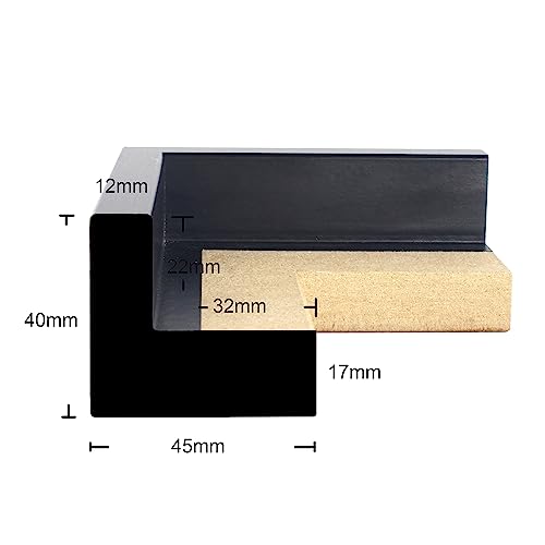 Monframe Schattenfugenrahmen - 60x90 cm - Schwarz - für Leinwandbilder auf Keilrahmen - Leerrahmen ohne Glas und Rückwand