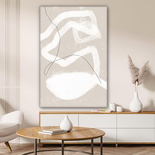 MuchoWow Leinwand Bilder, Einzigartige Wanddeko mit Rahmen, Linie - Abstrakt - Design, Wandbilder Wohnzimmer, Deko Schlafzimmer 80x120 cm