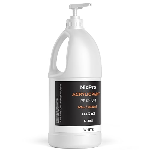 Nicpro Weißes Acrylfarben Set 2040 ml, wasserbasiert, mit Pumpe, 1er Pack