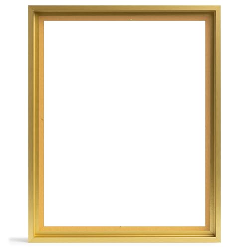 Stallmann Design Schattenfugenrahmen für Keilrahmen | 50x50 cm | gold | MDF Rahmen für Leinwände mit außergewöhnlicher Tiefenwirkung (40mm) | mit Montagezubehör | ohne Glas und Rückwand