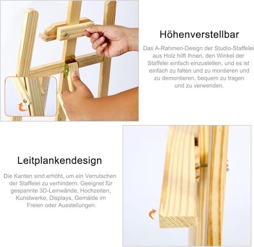 ARATERVIO Holz-Staffelei 150 cm, verstellbare Atelier- und Standstaffelei